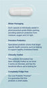 Capsule with text detailing its features on a light blue background